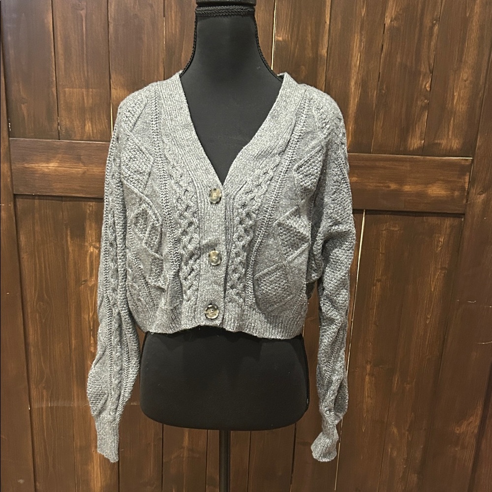 Madewell Gray Cable Knit Sweater